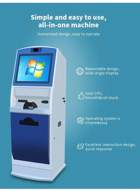 Kiosk samoobsługowy z 19 cali ekranu dotykowego z czytnikiem kart tożsamości i drukarką A4