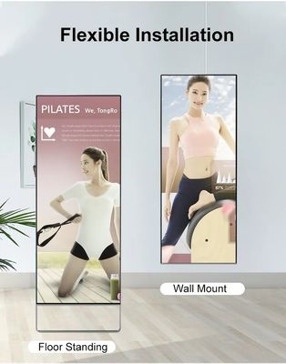 43-calowe inteligentne lustro fitness z Androidem 7.1 RK3288 i niestandardowym wyświetlaczem reklamowym LCD z regulacją jasności