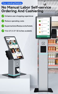 21,5-calowy kiosk samoobsługowy z ekranem dotykowym, płatnością NFC i konfigurowalnym systemem operacyjnym dla restauracji i handlu detalicznego