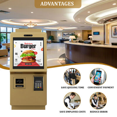 Kiosk samodzielnego zamawiania z 24 cali pojemnościowego ekranu dotykowego z rozdzielczością 1920X1080 i konstrukcją ścienną do zamawiania żywności w pomieszczeniach