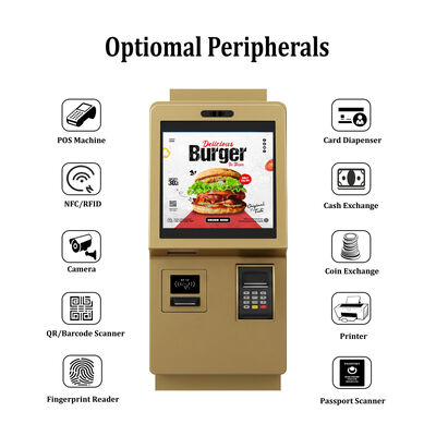 Kiosk samodzielnego zamawiania z 24 cali pojemnościowego ekranu dotykowego z rozdzielczością 1920X1080 i konstrukcją ścienną do zamawiania żywności w pomieszczeniach