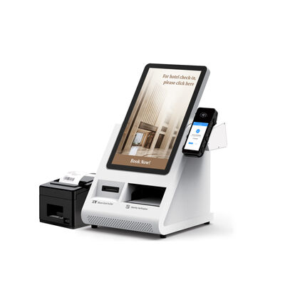 Android POS Self Check-in Kiosk with Passport Scanner and Card Dispenser for Hotels