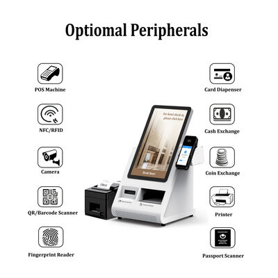 Android POS Self Check-in Kiosk with Passport Scanner and Card Dispenser for Hotels