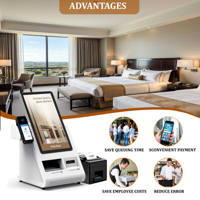 Android POS Self Check-in Kiosk with Passport Scanner and Card Dispenser for Hotels