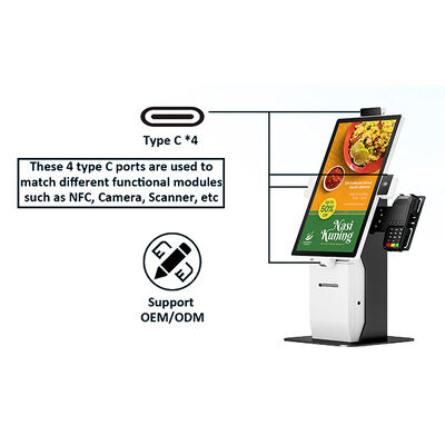 Fast Food Self Checkin Kiosk with Capacitive Touch 10 Point Screen 1920X1080 Resolution and Facial Recognition for Restaurants