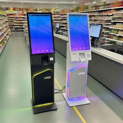 27/32 Inch Floor Standing Touch Screen Self Service Kiosk with 1920X1080 Resolution for Self Ordering and Interactive Use