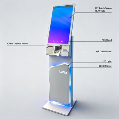 27/32 Inch Floor Standing Touch Screen Self Service Kiosk with 1920X1080 Resolution for Self Ordering and Interactive Use
