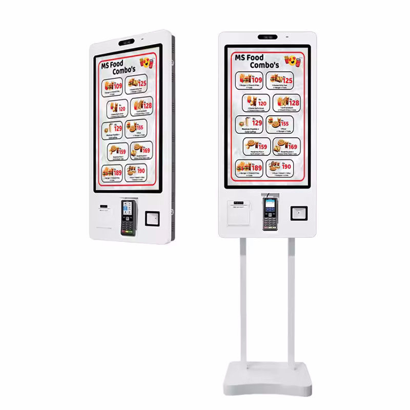 Kiosk do samodzielnego zamawiania do montażu na ścianie lub postawienia na stole z wbudowanym skanerem 1D/2D i ekranem LCD 22/24/32 cale