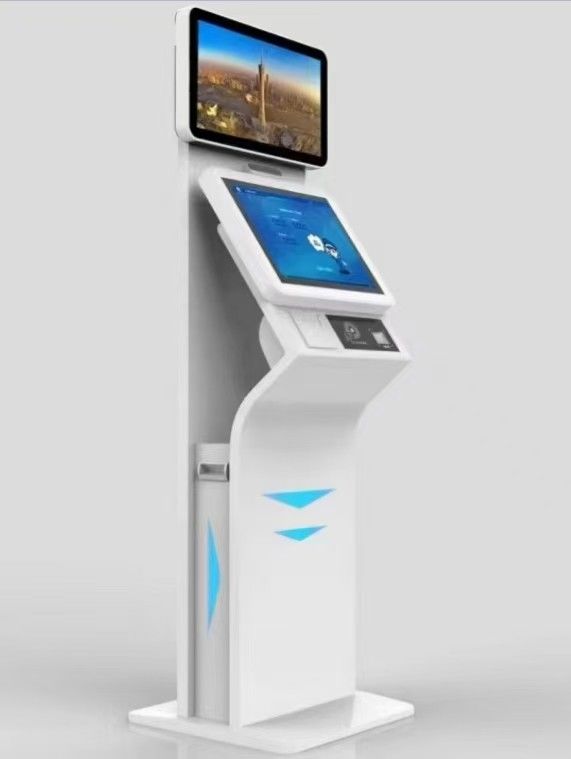 Kiosk samoobsługowy Shareme z ekranem dotykowym, konfigurowalnym oprogramowaniem i skanerem paszportów w rozmiarach 22/27/32 cali