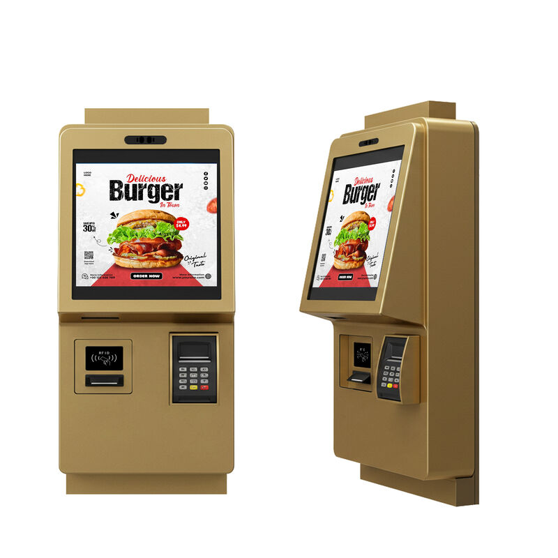 Kiosk samodzielnego zamawiania z 24 cali pojemnościowego ekranu dotykowego z rozdzielczością 1920X1080 i konstrukcją ścienną do zamawiania żywności w pomieszczeniach
