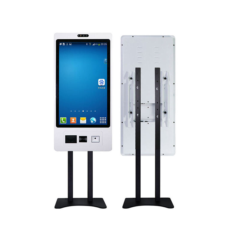 Kiosk z 10-punktowym ekranem dotykowym pojemnościowym Touchwo o rozdzielczości 1920x1080 i mocowaniem ściennym do samodzielnego zamawiania i płatności